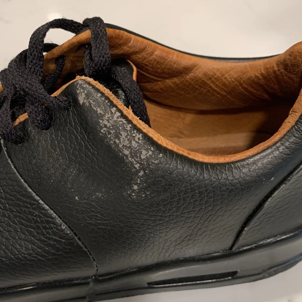 Men's Black Leather Athletic Sneakers - Casual Comfort